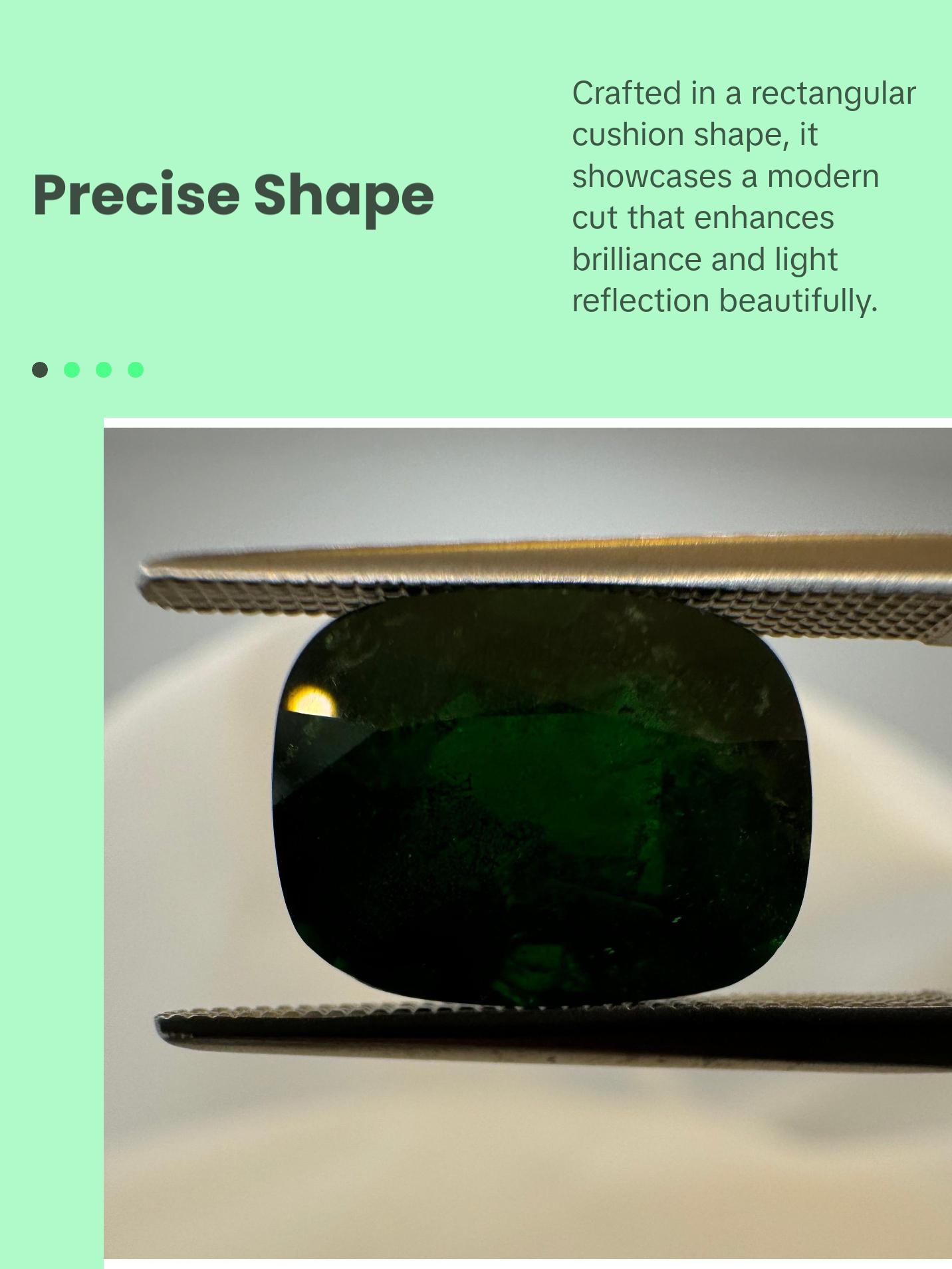 GIA certified Natural Tsavorite Garnet (Green) - 6.63ct - Rectangular Cushion