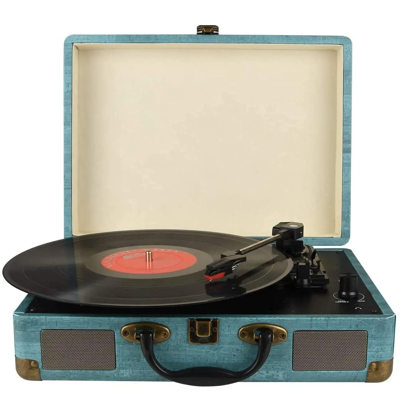 Record Player Vintage 3-Speed Bluetooth Vinyl Turntable with Stereo Speaker, Belt-Driven Suitcase Vinyl Record Player