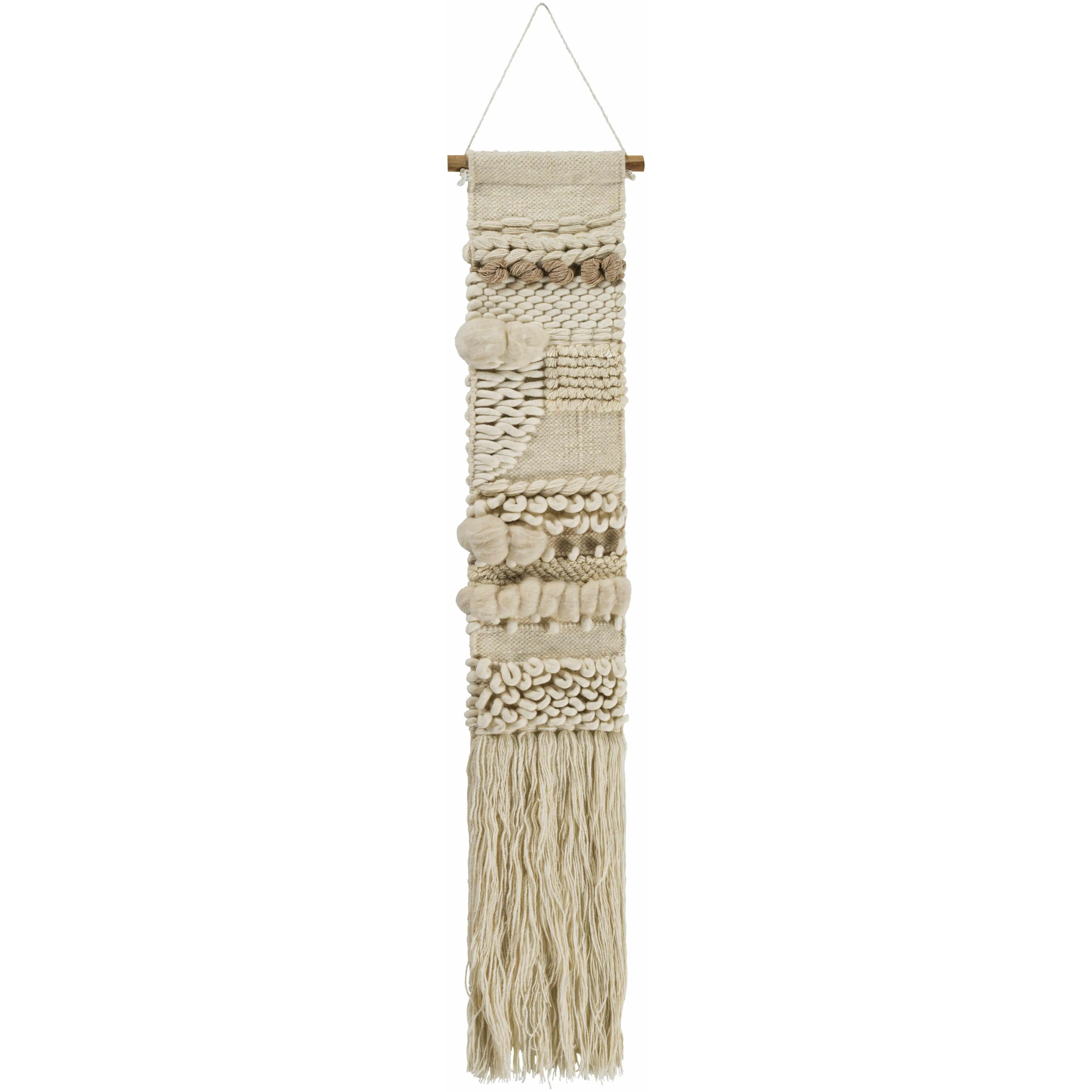 Riverwatch Cream Hand-Woven Patterned Hangable Tapestry - Global Home Decor Wall Hanging, Room Decoration Art Piece, Ivory