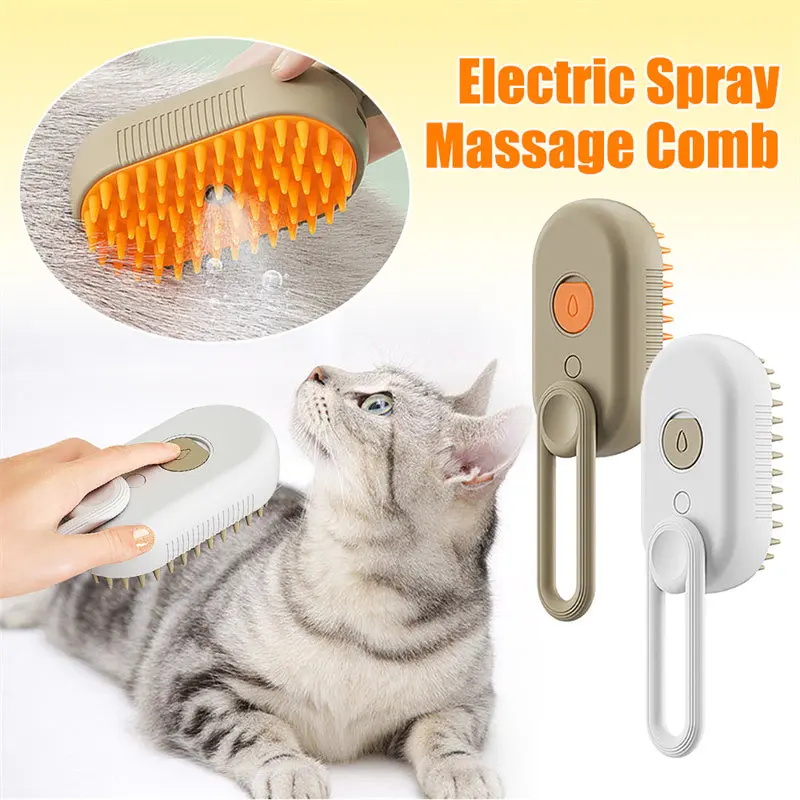 PetroNexus™ 3-in-1 Electric Steam Deshedding Brush for Cats & Dogs - Moisturizing, Massage Mode, Improves Blood Circulation, Ideal for Heavy Shedders, All Breeds, All Sizes, Steam + Vibe