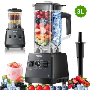 Prasky Pro 3L/102Oz 2in1 Blender, 2cup, Smoothies Blenders, Max.2400Watts/1000Watts Blender and Grinder Combo 25000RPM Powerful Kitchen Blender  BPA Free 2 Containers Countertop Blenders Ice Crushing, Juice  prasky professional blender