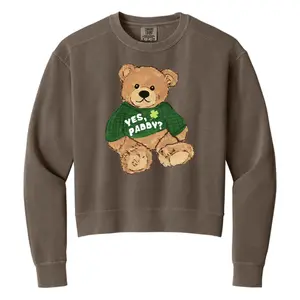 Yes, Paddy Shamrock Bear Heavyweight Crop Crewneck
