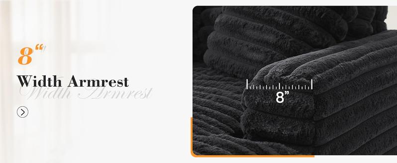 Apicizon Oversized Chaise Lounge Chair, Fluffy Cozy Sleep Couch with Striped Faux Fur Throw Pillow, Modern ‌Full Size Bed for Living Room/Bedroom