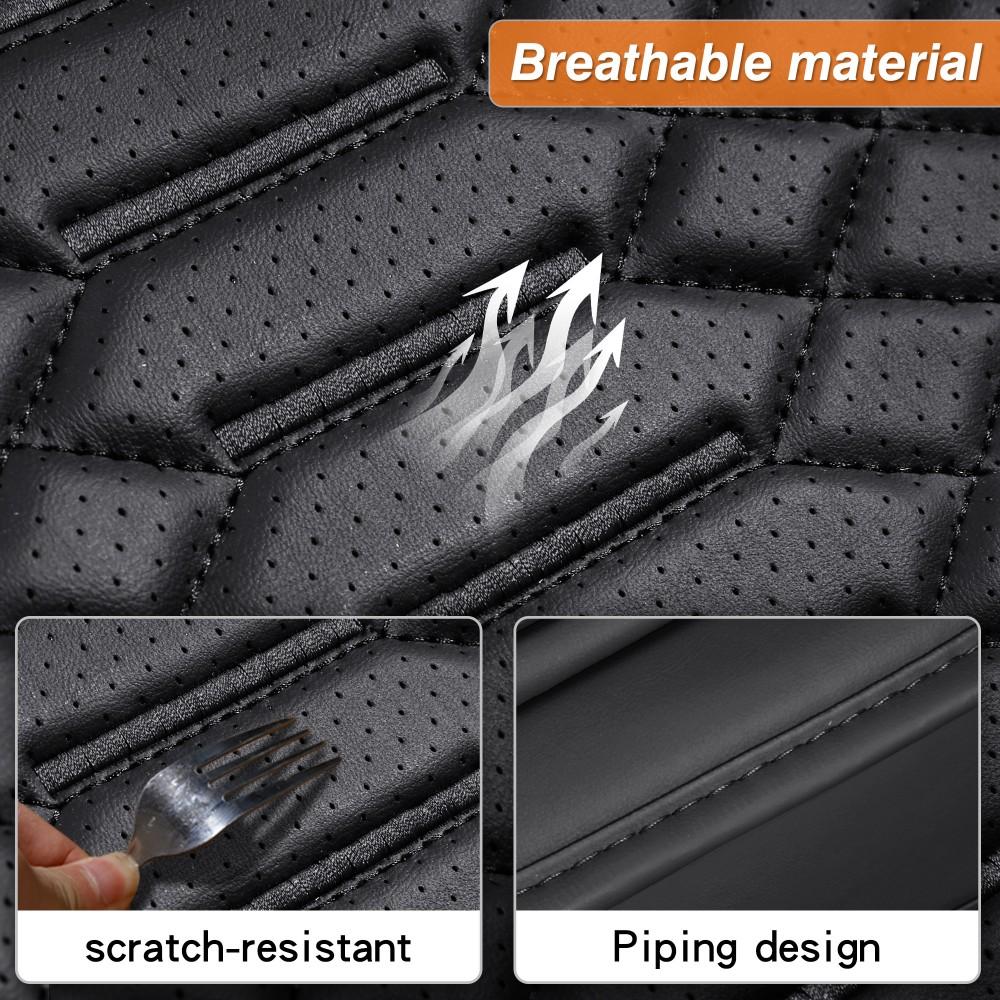 For Chevrolet Silverado GMC Sierra 1500/2500 HD/3500 HD Pickup Truck 2007-2025 Car Seat Covers, Soft Touch Premium Napa PU Leather Full Set Front Rear Seat Cushion Full Surround Design with Storage Bag, Breathable Non-Slip Waterproof Protector Pad Mat