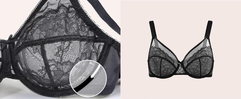 HSIA Enchante Full Coverage Floral Lace Unlined Plus Size Mesh Cup Comfort Non-padded Underwire Minimizer Bra