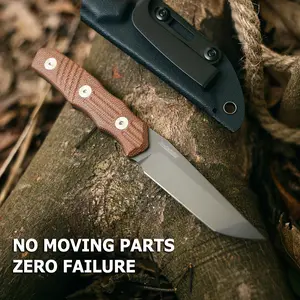 JRaining Kestrel EDC Fixed Blade Utility Tool - Titanium Coated Geometric Blade, Micarta Handle, Full Tang Outdoor Knife with Kydex Sheath