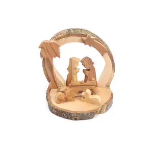 Olive Wood Nativity Scene_ Grotto Shelter