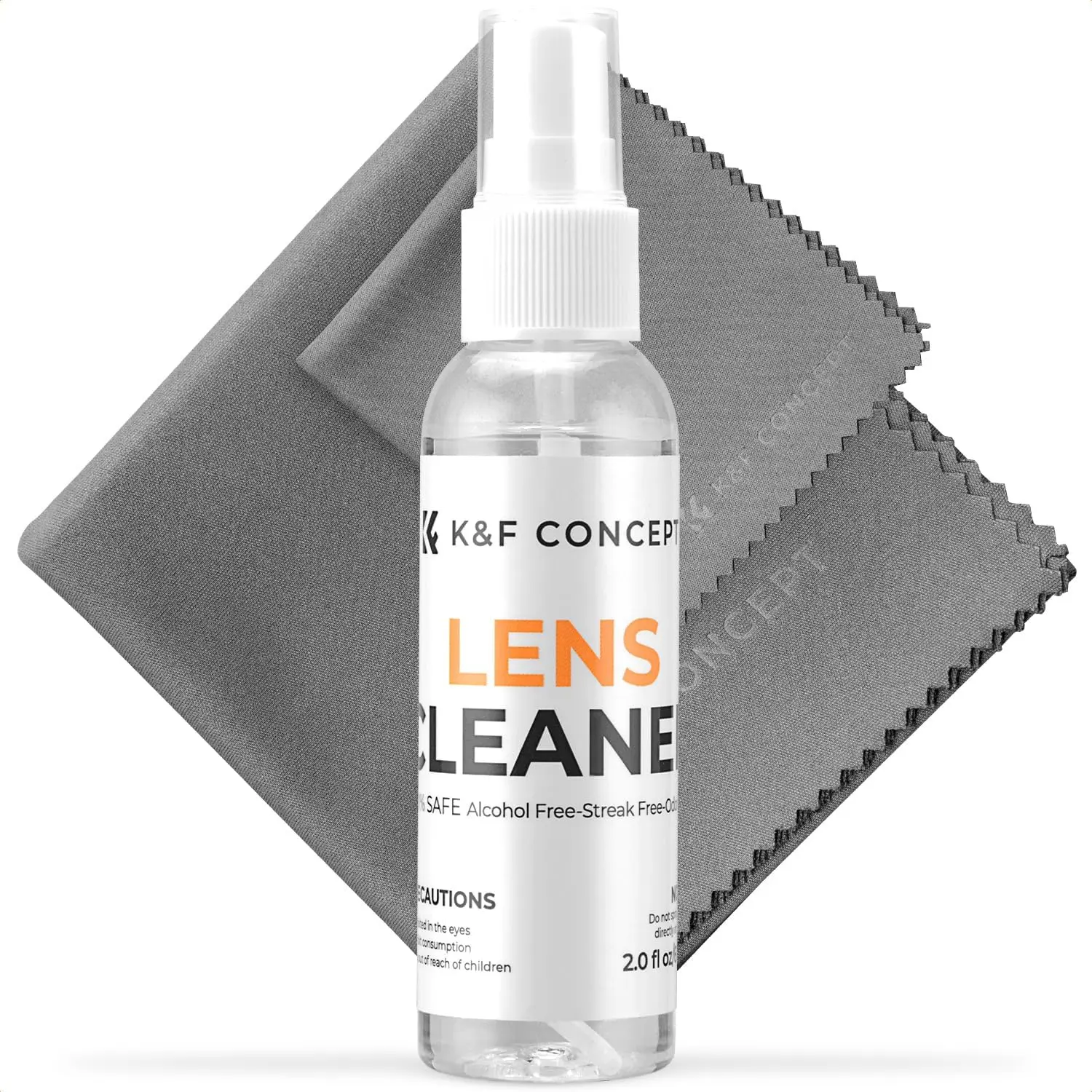 K&F Concept 15CM+40CM Microfiber Cleaning Cloths with 60ML Screen Cleaner for Cleaning Camera Lenses, Glasses, Screens, Cell Phone, Eyeglasses, LCD TV Screens, Tablets