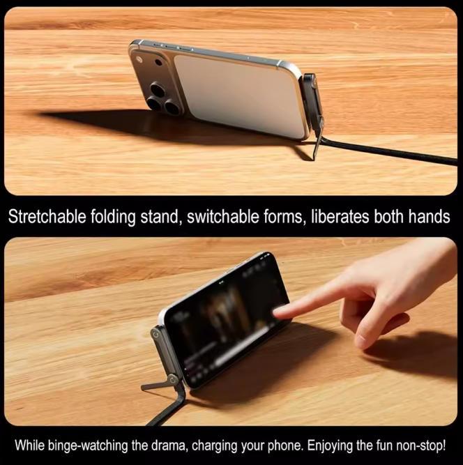 240W Fast Charging Type-C to Type-C Foldable Phone Holder Data Cable 2-in-1 Bracket Data Cable Charge While Watching