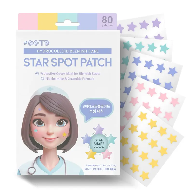 #OOTD Star Pimple Patches – Hydrocolloid Blemish & Spot Patch for Face, Cute Pastel Colors, Niacinamide & Ceramide, K-Beauty Skincare – Stocking Stuffer for Teen Girls – 80 Count