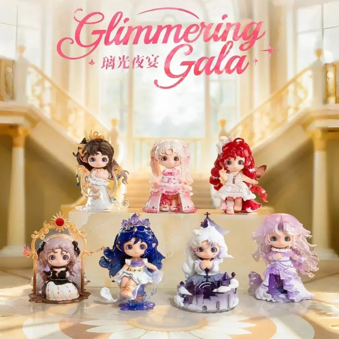 Heyone Black Play Qiaoqiao Glass Light Night Banquet Series Blind Box Figurines, Blindbags, Cute Collectible Decorative Ornaments for Collectibles Enthusiasts