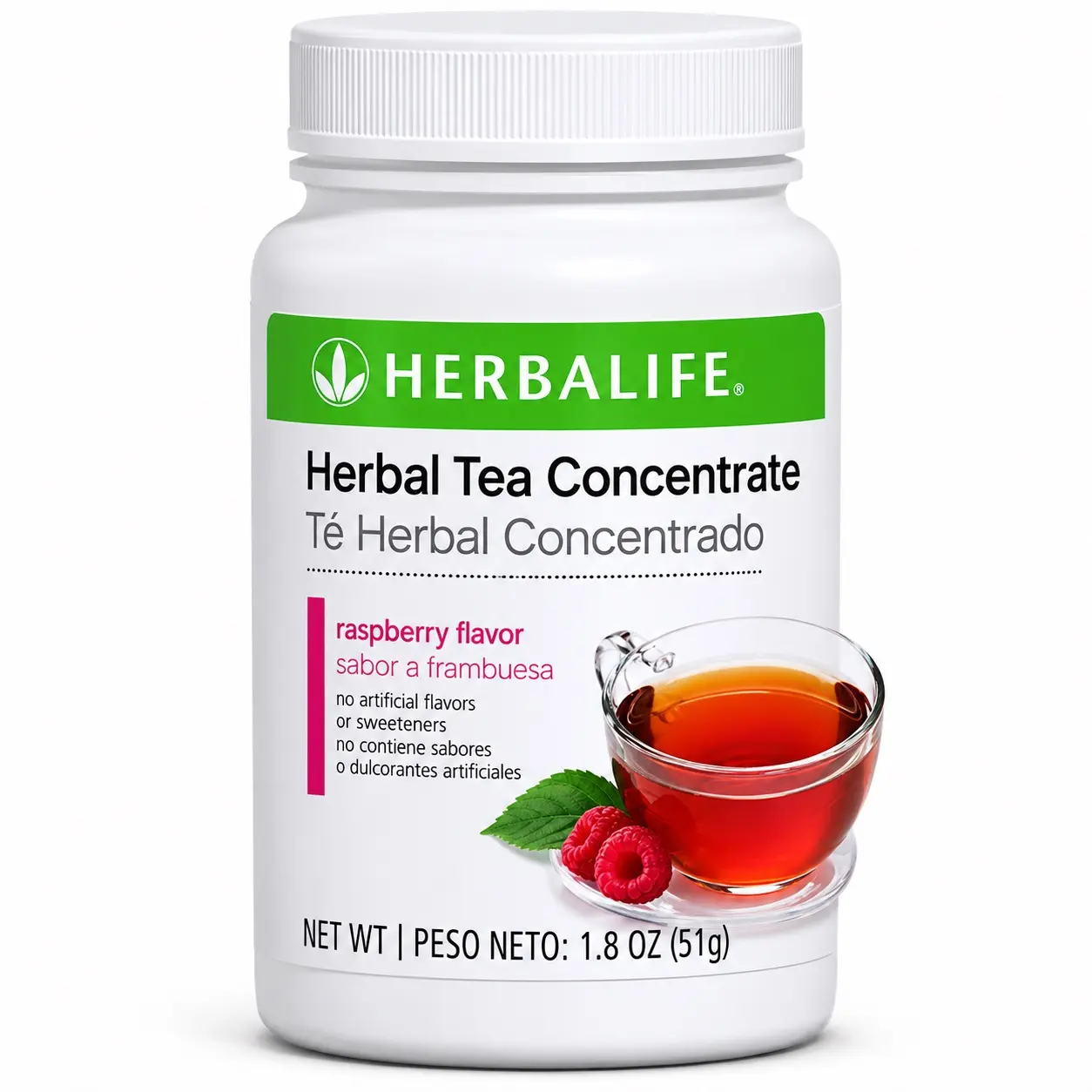 Herbalife Herbal Tea Concentrate Powder - Raspberry Flavor, 1.8 oz (51 g) Gluten-Free Prop 65 Safe Single Unit Green Tea Supplement with Orange Pekoe & Botanical Extracts, Adult Herbal Drink, Adults