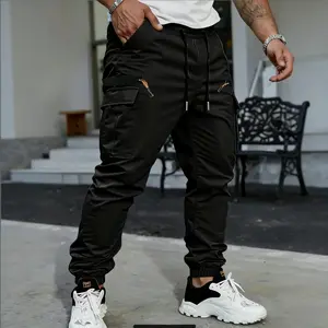Classic cargo jogger pants with a simple drawstring waist for men, loose fit, trendy casual long pants suitable for spring and autumn Menswear