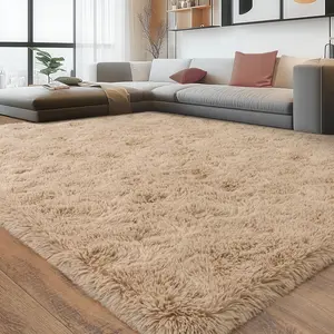 Area Rug for Living Room, Fluffy Plush Large Beige Area Rugs, Fuzzy Big Shaggy Carpet for Bedroom, Non Slip Furry Shag Carpets for Kids Room Nursery Dorm Home Decor Aesthetic