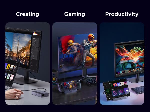 UGREEN Steam Deck Dock 9-in-1 USB C Docking Station with Foldable Stand, 4K@120Hz DP, Gigabit Ethernet, PD 100W, 10Gbps USB A&C 3.2, TF/SD for Steam Deck, Rog Ally, ROG Xbox Ally, Legion Go etc.