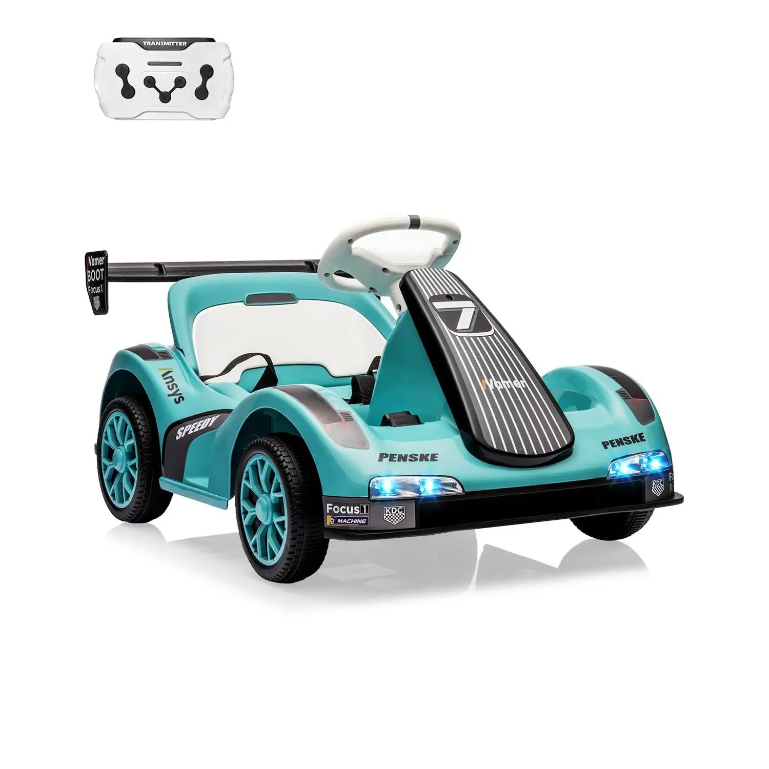 Electric Ride On Drift Kart with Dual Motors, Battery Powered Electric Drift Car with LED Lights, Safety Belt, Remote Control, for Kids, Green