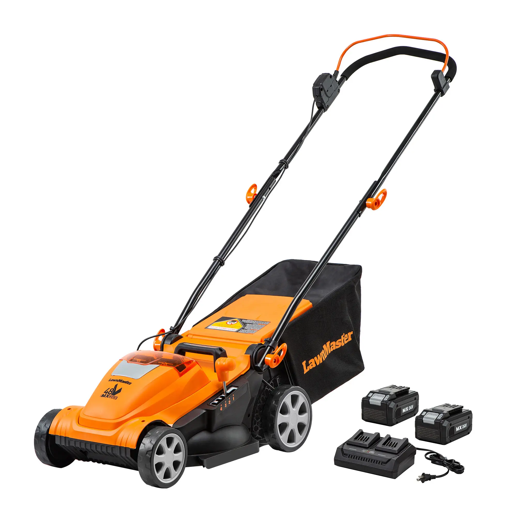 LawnMaster 48V MAX 15-inch Brushless Cordless Push Lawn Mower, Quiet Power, 2X24V MAX 4.0Ah Batteries, Dual Charger, Ideal for Small Yds, Small Yards, Brushless Motor