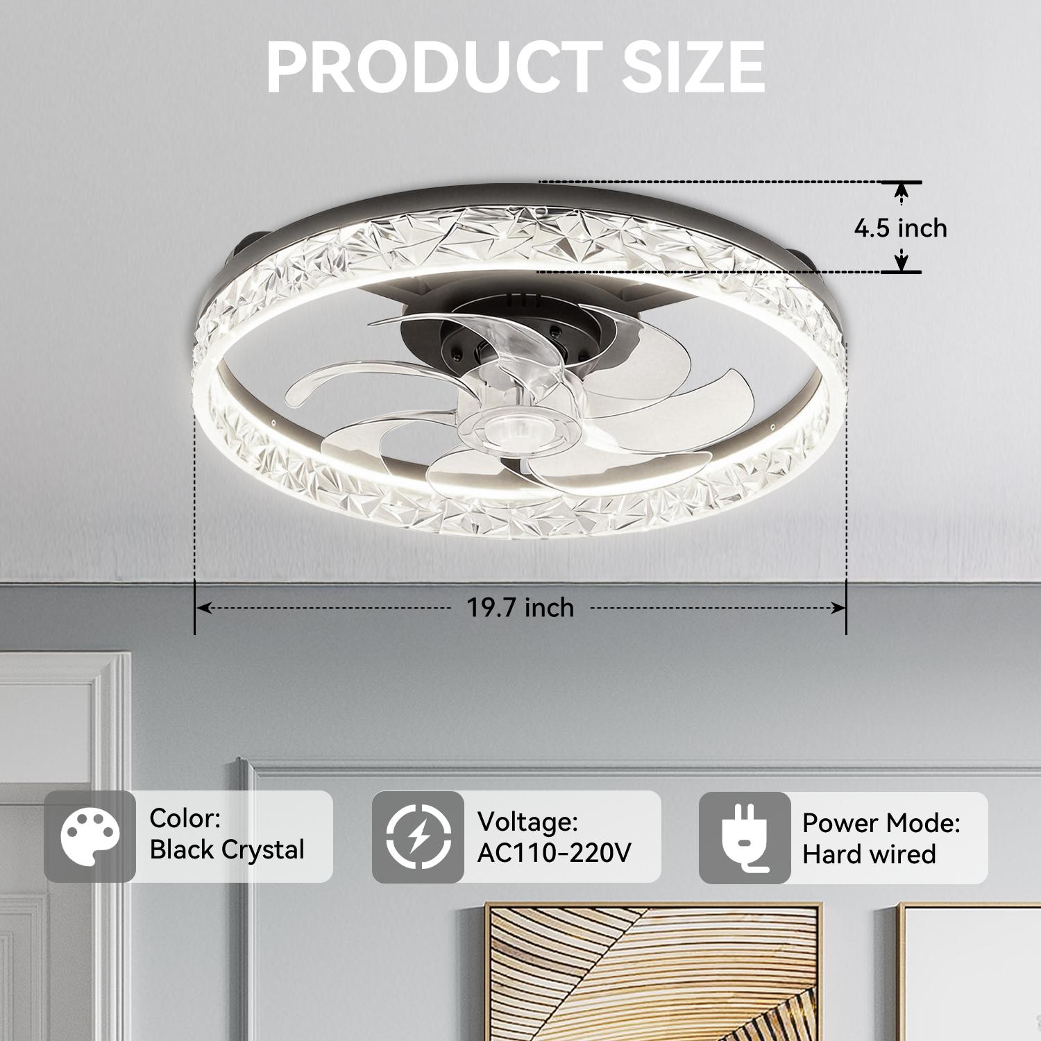 GLITGATE Cristais Multifunctional Ceiling Fan with 3 Color Temperatures Light, Remote Control/APP, 6 Wind Speeds, Timer, Reversible DC Motor, Adjustable Brightness , Low Noise for Living Room, Bedroom, Indoor Lighting Led Lighted GLITGATE Cristais Multifunctional Ceiling Fan with 3 Color Temperatures Light, Remote Control/APP, 6 Wind Speeds, Timer, Reversible DC Motor, Adjustable Brightness , Low Noise for Living Room, Bedroom, Indoor Lighting Led Lighted