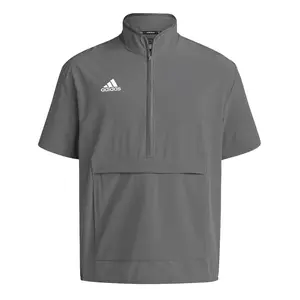 adidas Mens Coach Short Sleeve 14 Quarter Zip Athletic Outerwear Casual - Grey