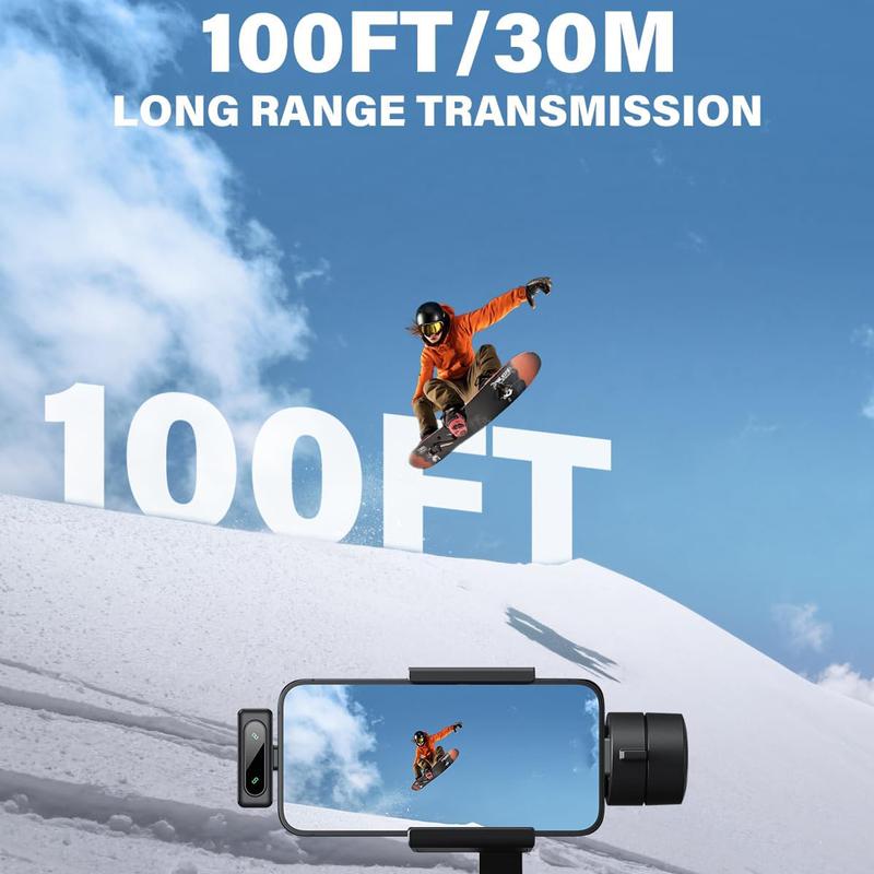 HITOZON Studio Sound Wireless Lavalier Microphone for iPhone Android Intelligent Noise Cancelling Plug Play Lapel Mic for Tiktok Youtube Video Recording Vlog Live Streaming Audio Compact Pure Audio Experience