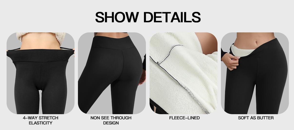 CHRLEISURE 3PCS Winter Warm Fleece Lined Leggings High Waist Women Workout Wear for Yoga Riding Casual Wear in Red Black & Gray
