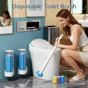 Disposable Toilet Brush, Toilte Wand Kit, Toilet Brushes and Holders with 18/36 Refills, Toilet Bowl Brush, Toilet Bowl Cleaning Wands, Toilet Cleaning System for Bathroom Maintenance starter Wall-Mounted