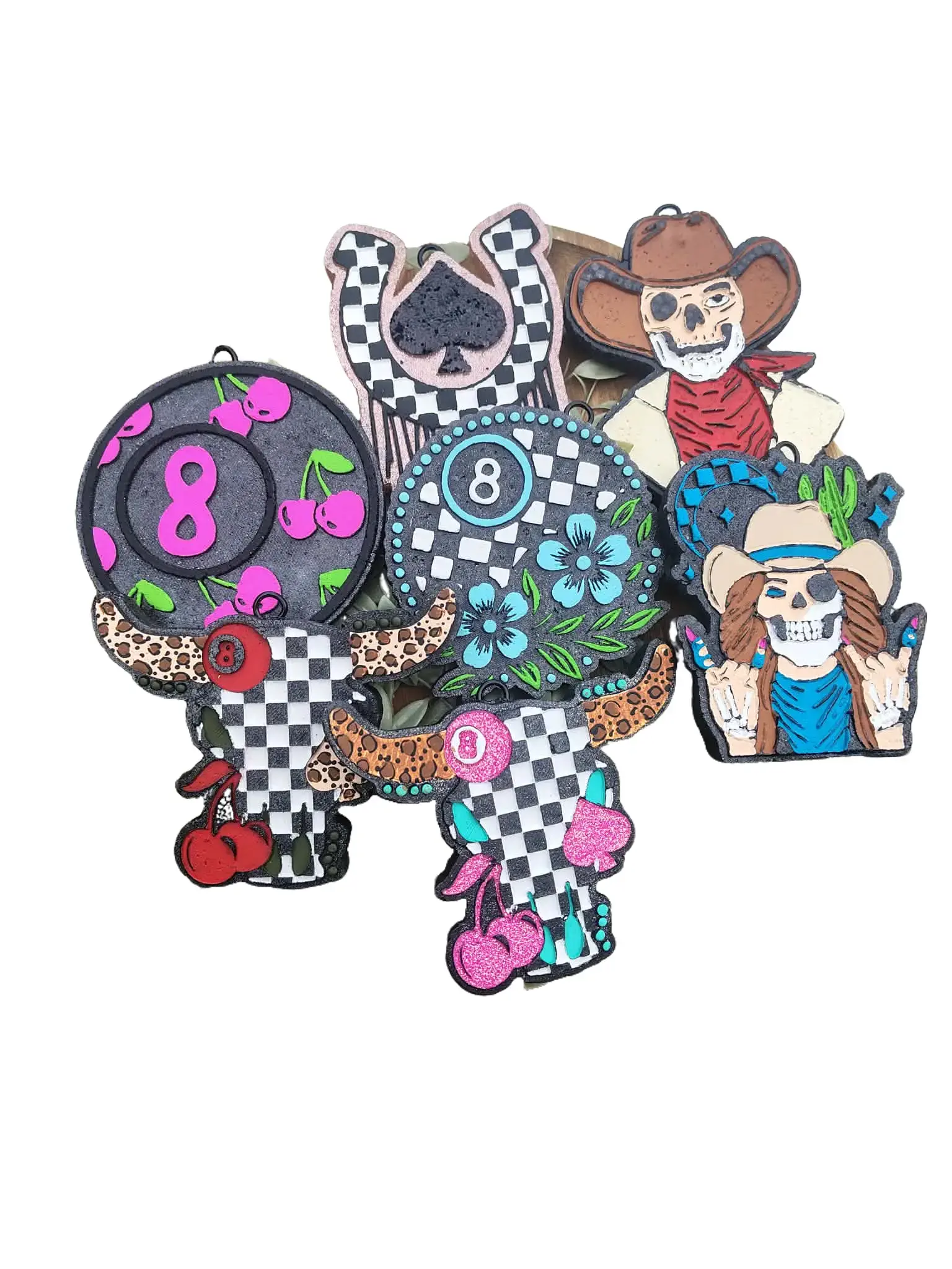 Western 8-Ball Cowgirl-Cowboy Horseshoe Handmade Craft Car Air Freshener - High-Quality Fragrance Oil Mini Diffuser, Odor Eliminator, Vibe System, Scent Refill, Car Odor Eliminator