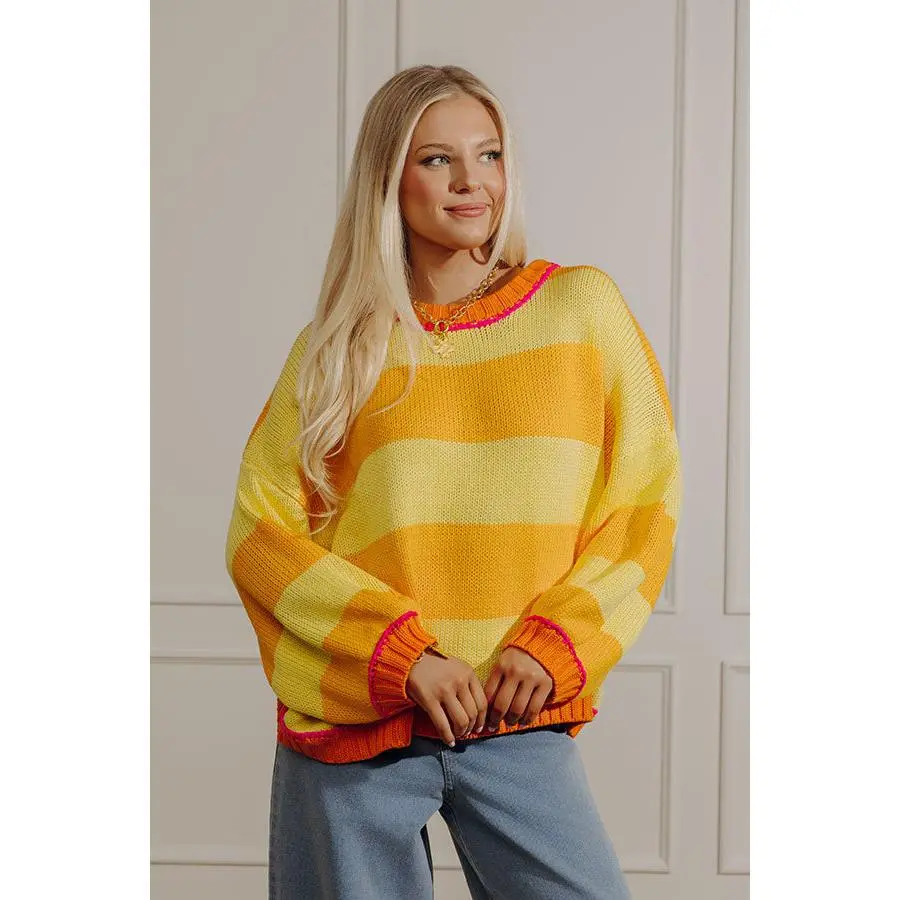Coastal Ease Knit Sweater in Lemon Yellow