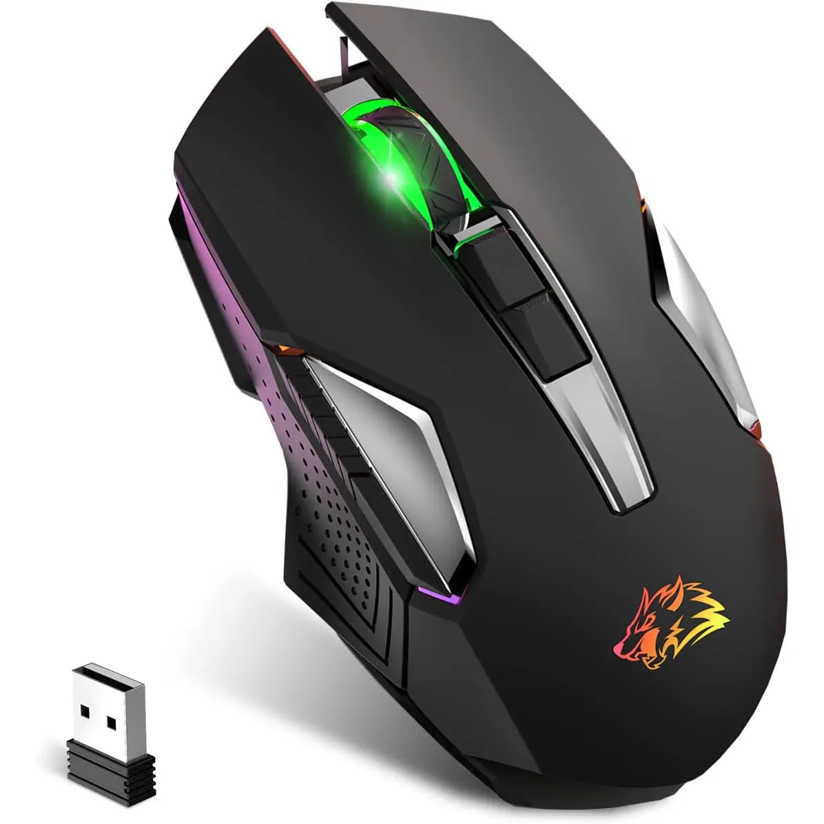 ZIYOU LANG X18 Wireless Rechargeable Ergonomic Gaming Mouse - Rainbow RGB Backlit, 3-Level Adjustable High DPI Optical Sensor, 8-Button, High Performance Gamer Stuff, Compatible with Windows 7/8/10/XP/Vista Laptops & PCs,back to school,back to school haul