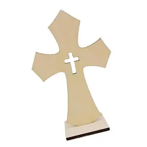 10PCS Small Wooden Crosses with Stands for Artistic Crafting Home Decoration
