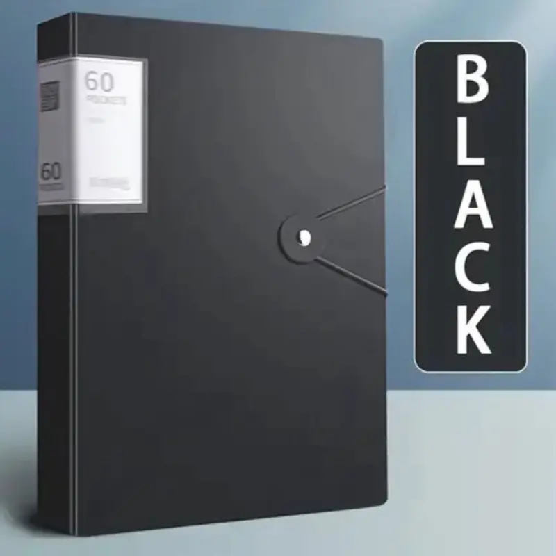 Music Notes Folder - 60 Pocket Black Folder for Performances