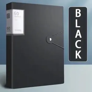 Music Notes Folder - 60 Pocket Black Folder for Performances