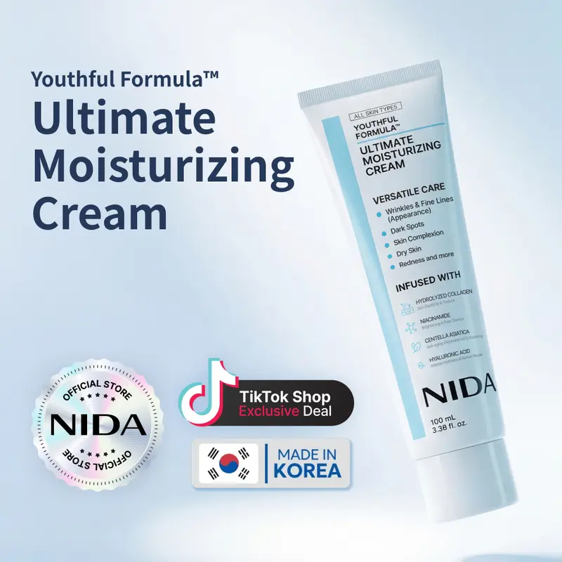 NIDA Youthful Formula Ultimate Moisturizing Cream (100mL) / Collagen, Niacinamide, Centella Asiatica, Hyaluronic Acid / Wrinkles, Dark Spots, Skincare Hydrating Daily Moisturizer Moisture Hydrate 0