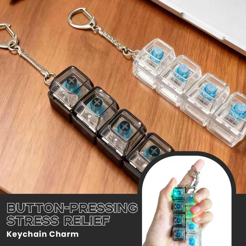 1/2/3 PCS Keyboard Fidget Toy, Keyboard Fidget Keychain 4-in-1 Keyboard Decompression Button Finger Clicker Toys, Button Stress Relief Fidget Gifts to Relief Stress