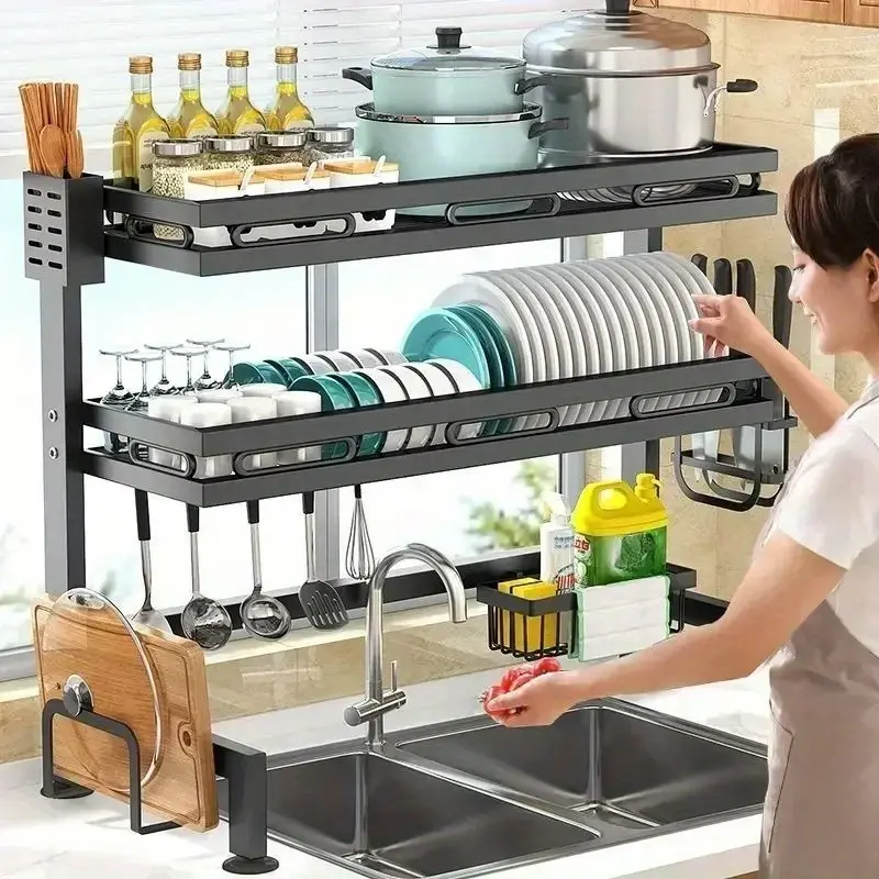 Kitchen Sink Shelf Countertop Dish Storage Rack Multifunctional Dishwasher Sink Dish Rack Drain Rack Household Kitchen Storage