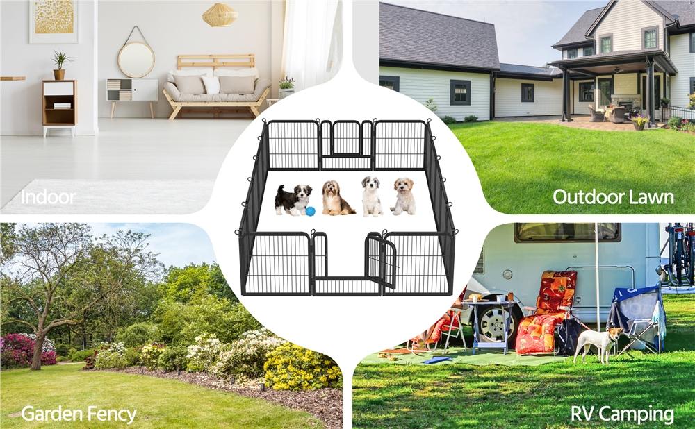Yaheetech 25″ Tall Dog Playpen, Steel 6/8/12/16 Panels Dog Pet Exercise Barrier Outdoor Indoor Fence with Door