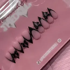 Black French Tip Stilettos | GelX Press On Nails