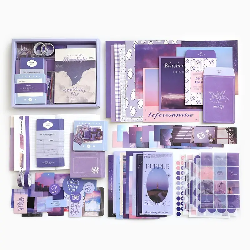 Handmade Planner Gift Box, Scrapbook Supplies Set, Scrapbook Materials, Journaling Kit, Scrapbooking Kit, Crafts Kit, Includes Scenes Stickers, Perfect for Organizing Your Thoughts and Ideas, Ideal for Gifts and Personal Use
