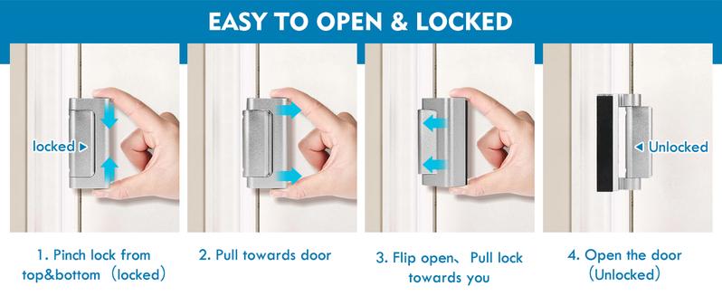 Home Security Door Reinforcement Lock. Door Security Lock Withstand 800 lbs for Inward Swinging Door