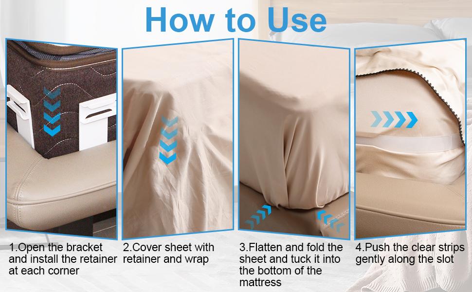 Bed Sheet Holders for Corners Stocking Stuffers for Women - Lock Sheet Holders Keep Sheets Tight,Bed Sheet Rack with Lock Strip Easy to Install for All Mattress Sizes (4PCS)Christmas Gifts for Women Mom Sister Her Best Friend