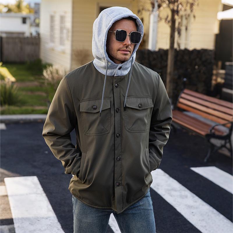 Zaitun Men's Hooded Jacket with Pockets - Sherpa Lined for Ultimate Warmth, Perfect for Cold Days! jackets  for  men