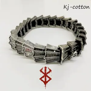 Berserk Guts Armor Bracelet Cosplay Jewelry Gift, Bracelet Fashion Jewelry Accessoires for Anime Lover Titanium Steel Bangle Obsidian Black Trendy Fashionable Accessories