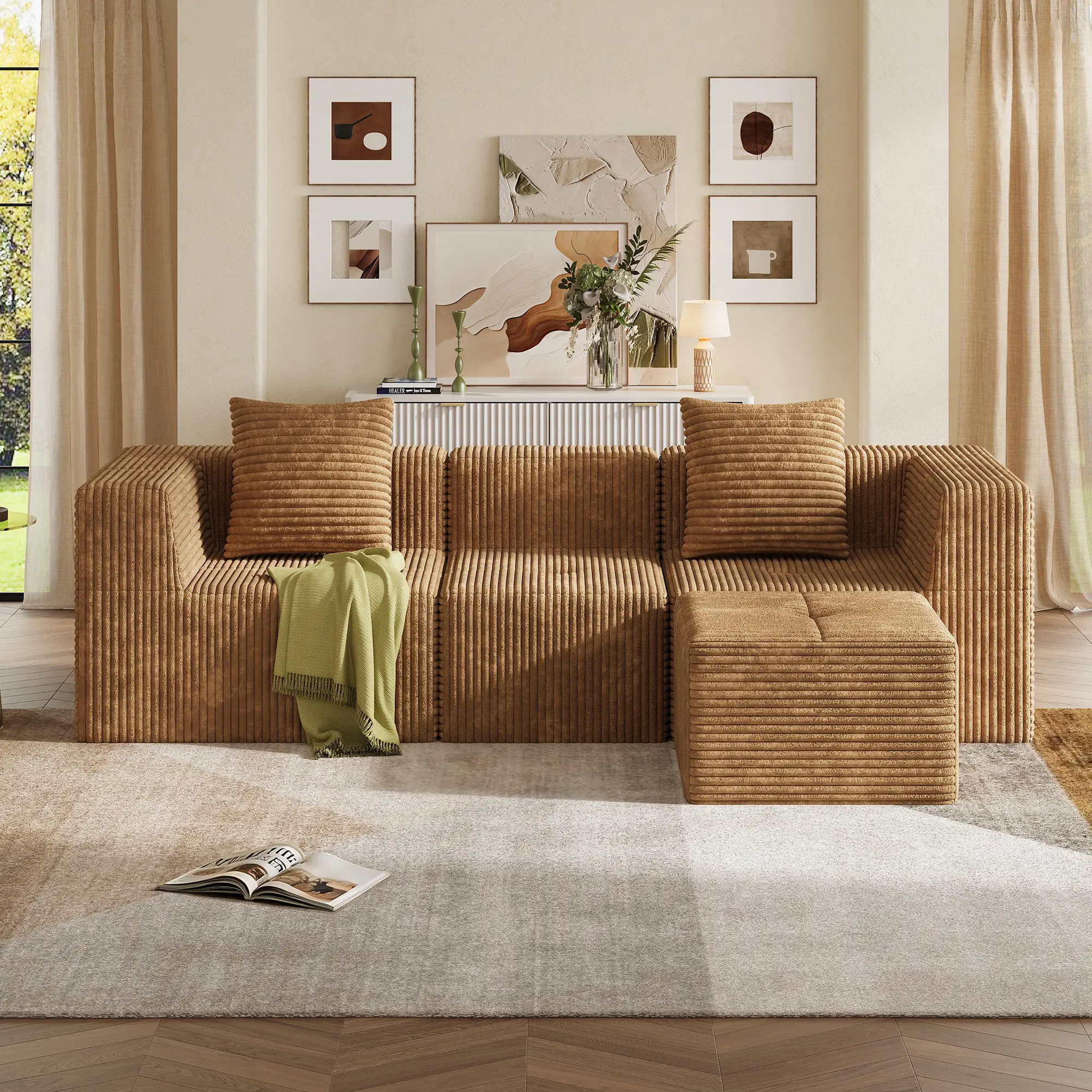 Brown(68"D x 107.5"W x 29.5"H)