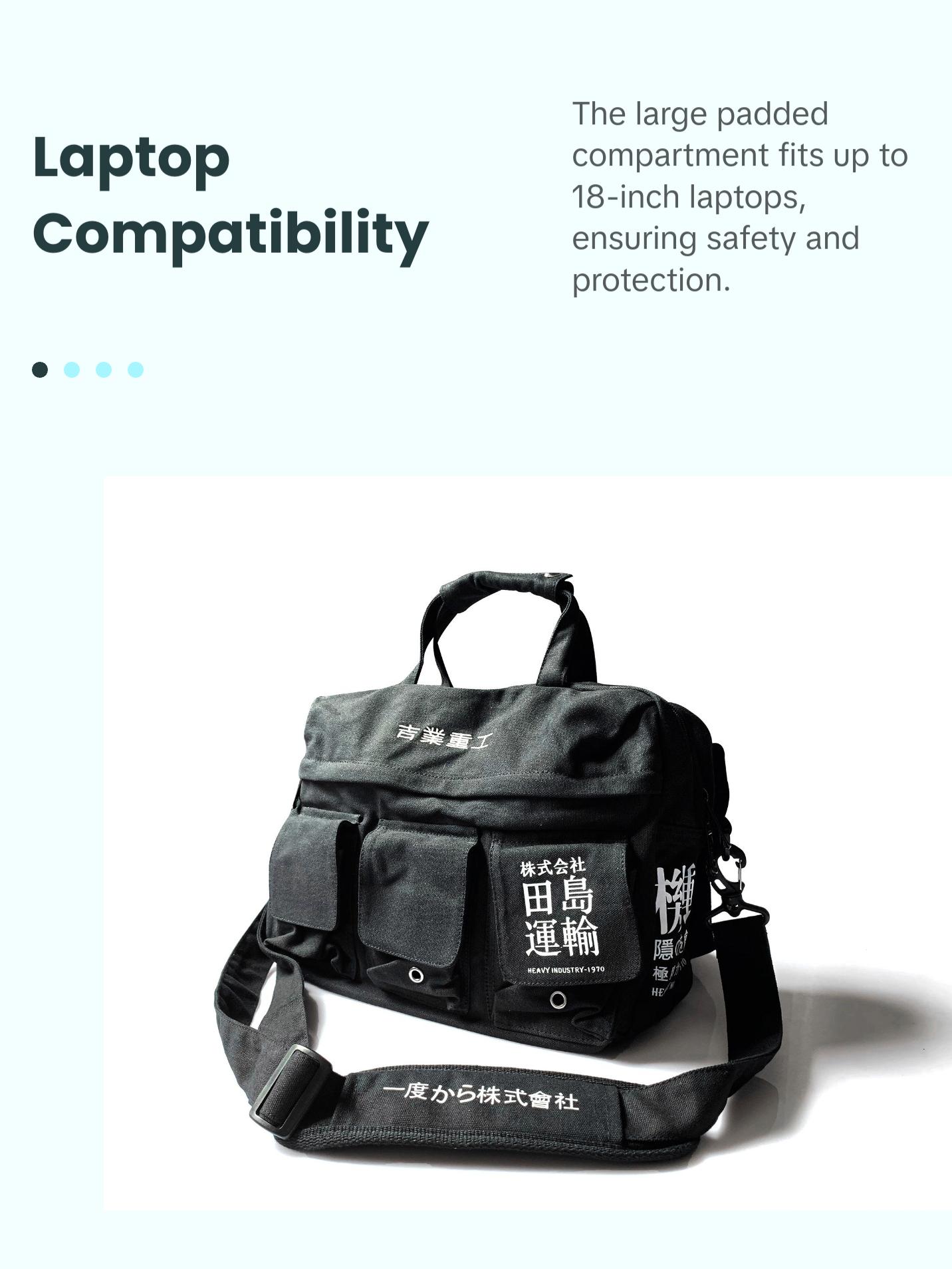 Hibag2 Niepce Streetwear Fashion Canvas Japanese Kanji Crossbody