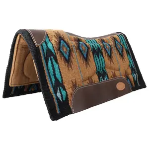 Klassy Cowgirl 28x 30" Wool Top Memory Felt Pad - Teal Brown Tan