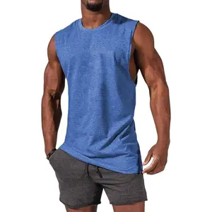Runcati Men's Sleeveless Tank Tops Crewneck Solid Loose Fit Shirt