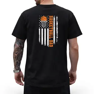 Casual Basketball Dad Tee Featuring Hoop and Flag Design – Perfect for Basketball Lovers