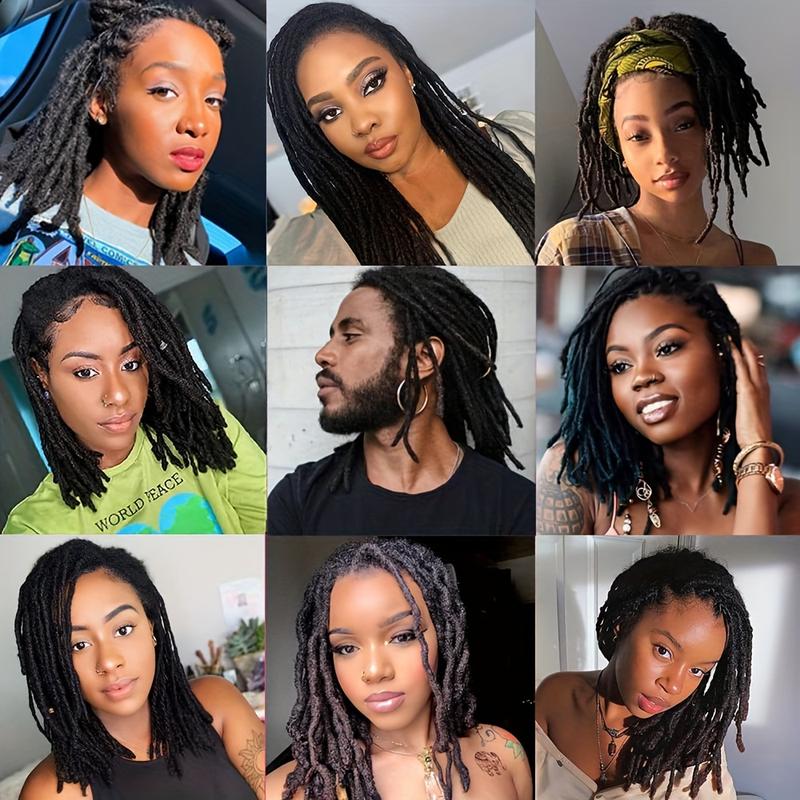 CCLG 0.6cm Width Quick-Install Handmade basic style Dreadlocks 100% natural Human Hair Dyeable Bleachable 4-12in add  length for Man Women Kids Braided Hair Extensions Glueless Reusable Bleach Dye Safe Afro-Kinky Texture