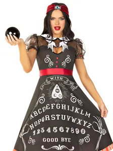 Women's Spooky Halloween Costume, Includes Clothes - Dress, Top, and Headband, for Themed Events