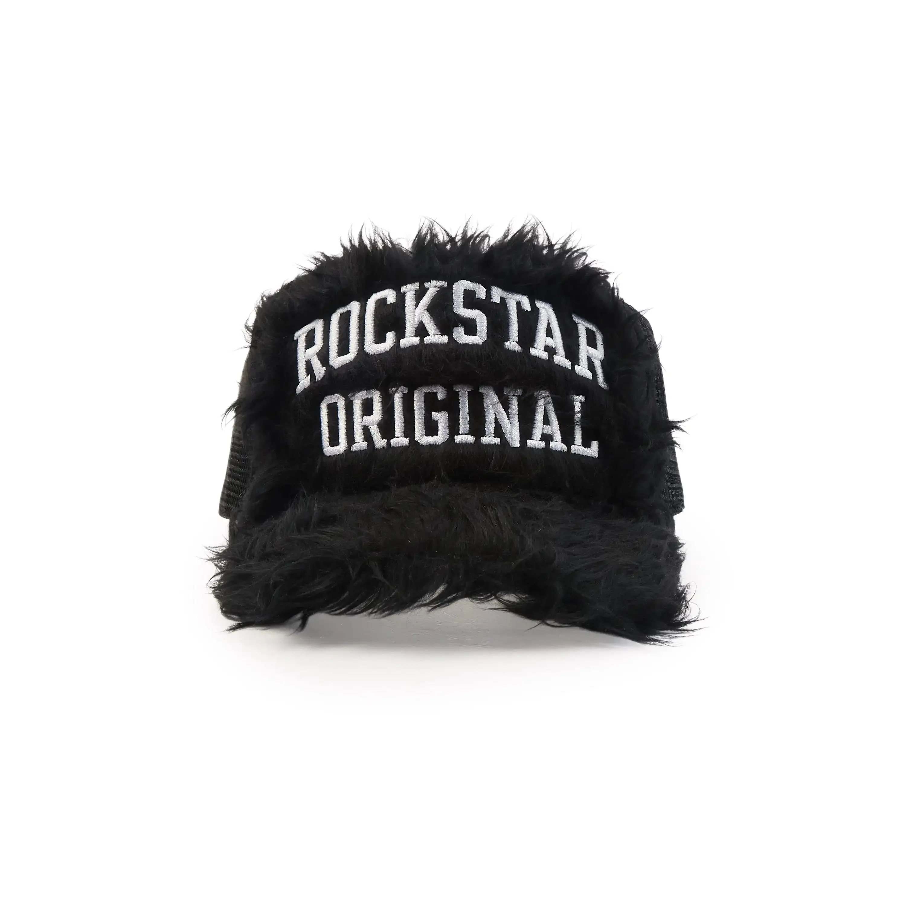 Shaggy Black Fur Trucker Hat